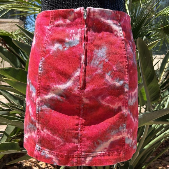 Free People | Modern Femme Flamingo Flame Tie DyeDenim Mini Skirt - Picture 2 of 8